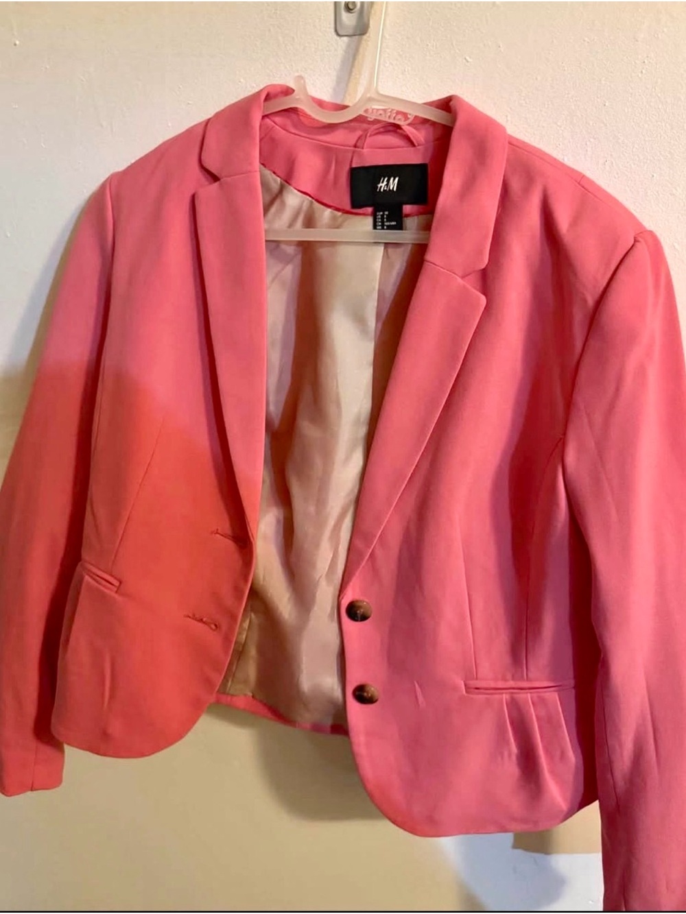 H&M Pink Women's Blazer Jacket - Single-Breasted
